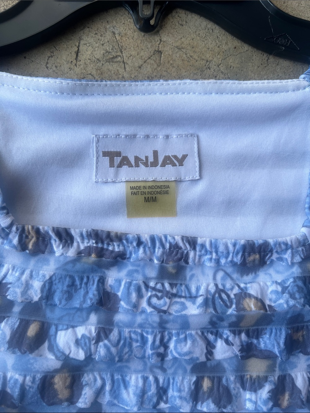 TanJay Light Blue Short Sleeve Square Neck Textured Top - Picture 2 of 6